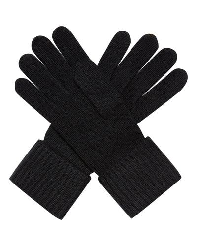 N.Peal Women's Ribbed Cashmere Gloves Black