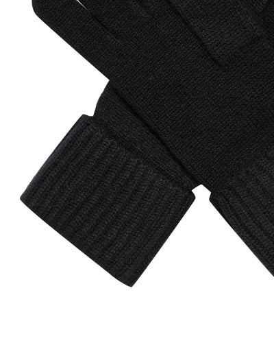 N.Peal Women's Ribbed Cashmere Gloves Black
