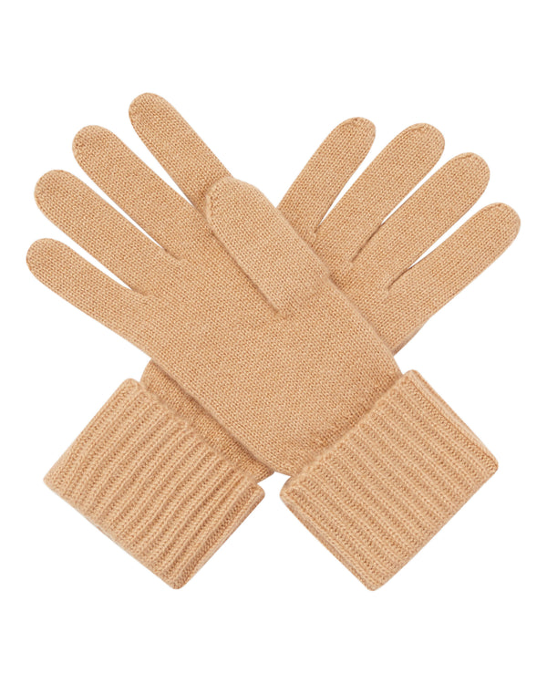 N.Peal Women's Ribbed Cashmere Gloves Camel Brown