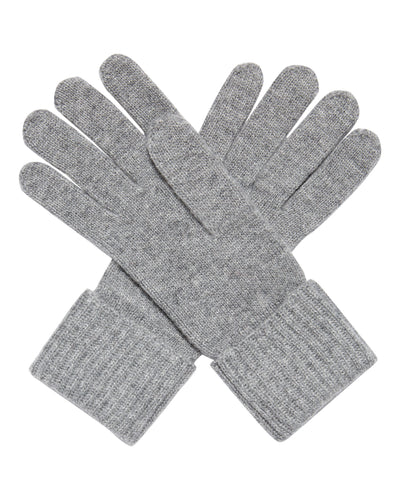 N.Peal Women's Ribbed Cashmere Gloves Flannel Grey