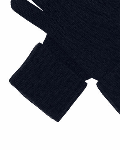 N.Peal Women's Ribbed Cashmere Gloves Navy Blue