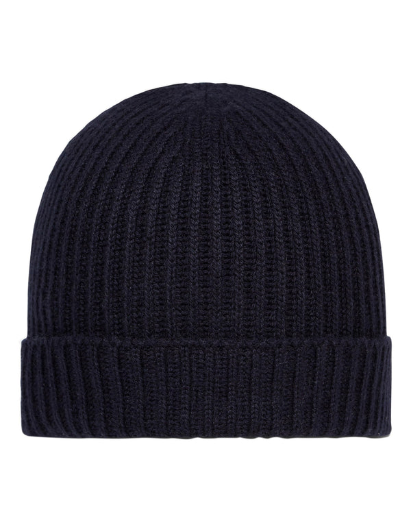 N.Peal Unisex Ribbed Cashmere Hat Navy Blue