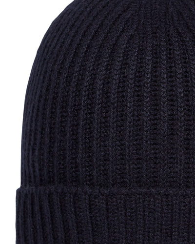 N.Peal Unisex Ribbed Cashmere Hat Navy Blue