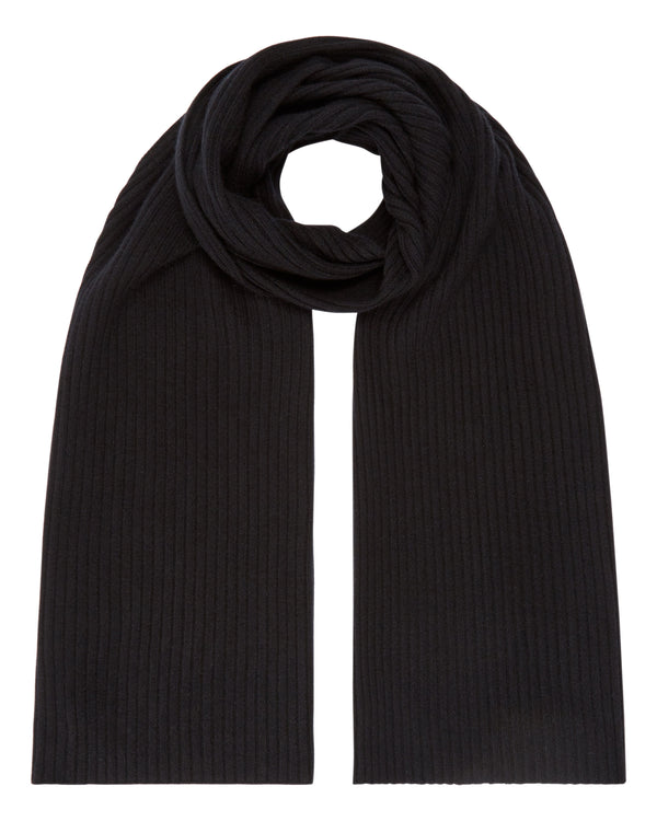 N.Peal Unisex Short Ribbed Cashmere Scarf Black