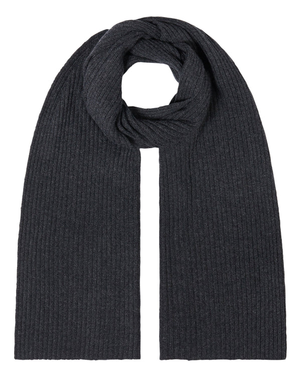 N.Peal Unisex Short Ribbed Cashmere Scarf Dark Charcoal Grey