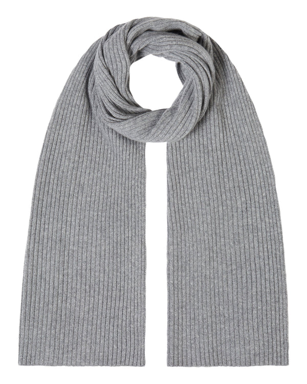 Unisex Short Ribbed Cashmere Scarf Flannel Grey | N.Peal