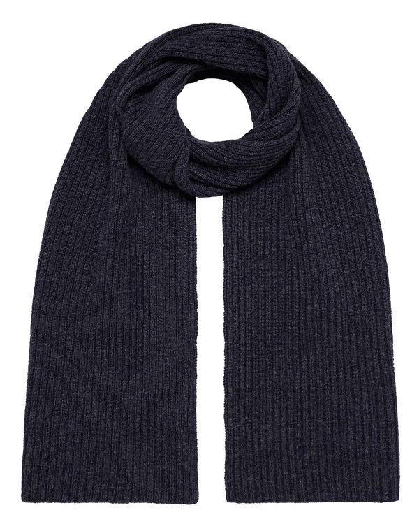N.Peal Unisex Short Ribbed Cashmere Scarf Navy Blue