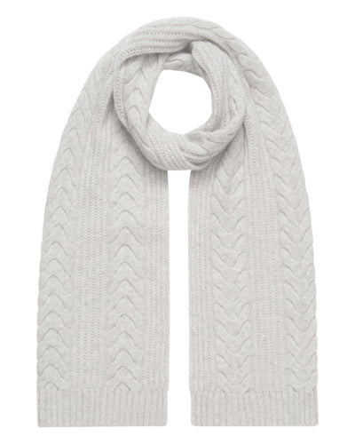 N.Peal Women's Wide Cable Cashmere Scarf Fumo Grey
