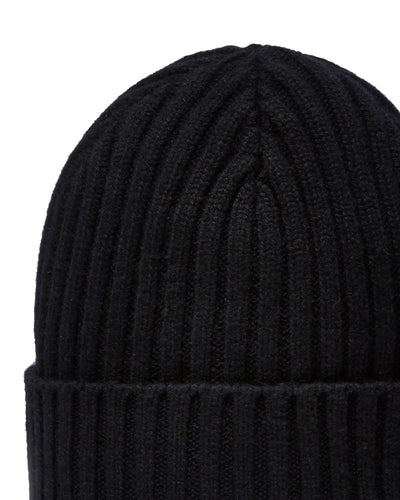 N.Peal Unisex Chunky Ribbed Cashmere Hat Black