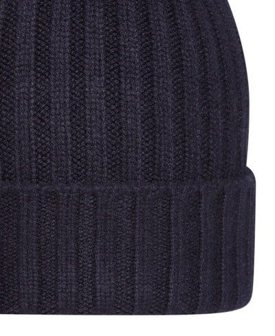 N.Peal Unisex Chunky Ribbed Cashmere Hat Navy Blue