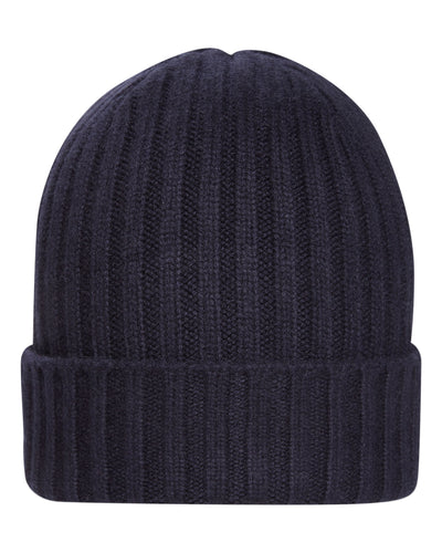 N.Peal 007 Chunky Ribbed Cashmere Hat Navy Blue