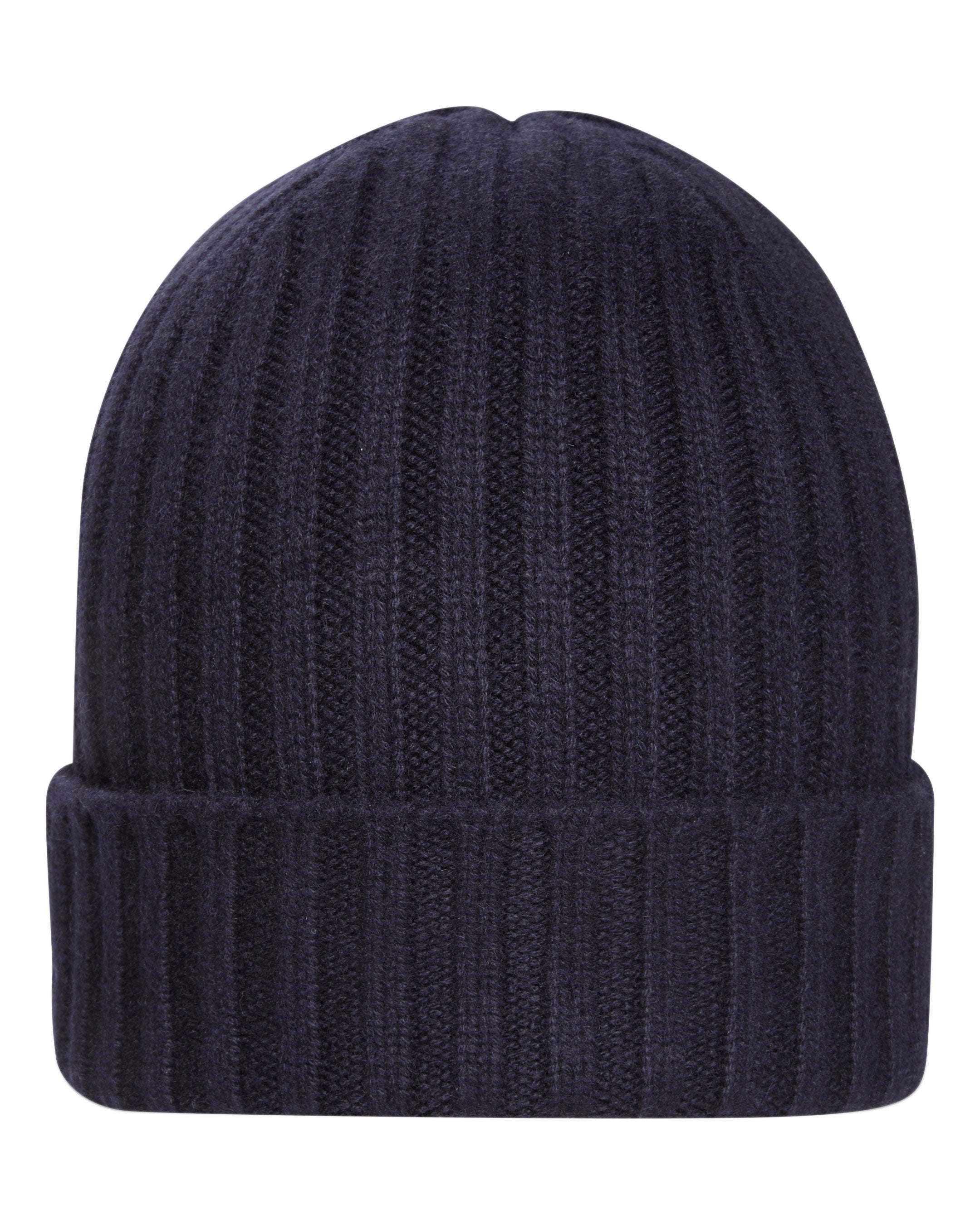 Unisex Chunky Ribbed Cashmere Hat Navy Blue - Main Image