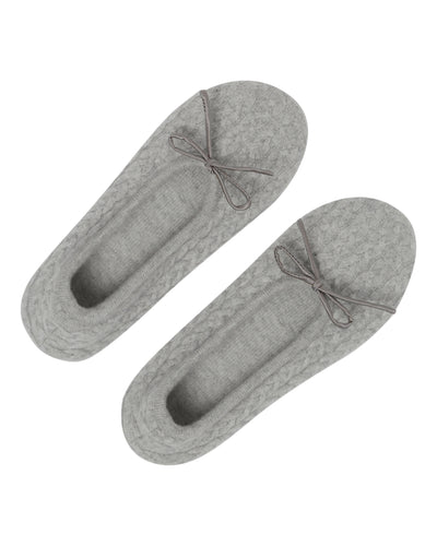 N.Peal Women's Cable Cashmere Slippers Fumo Grey