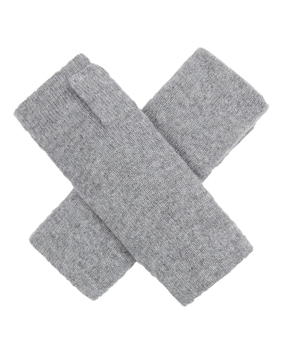 N.Peal Unisex Fur Lined Fingerless Cashmere Gloves Flannel Grey