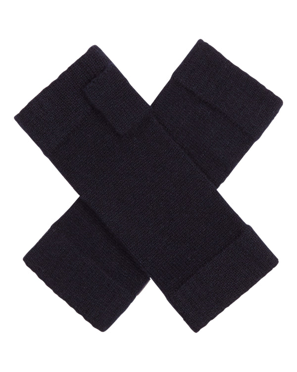 N.Peal Unisex Fingerless Cashmere Gloves Navy Blue