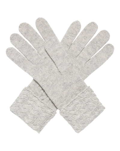 N.Peal Women's Cable Cashmere Gloves Fumo Grey