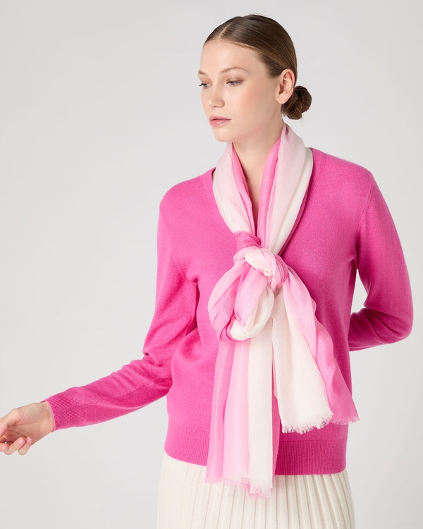 N.Peal Women's Dip Dye Cashmere Scarf Vibrant Pink
