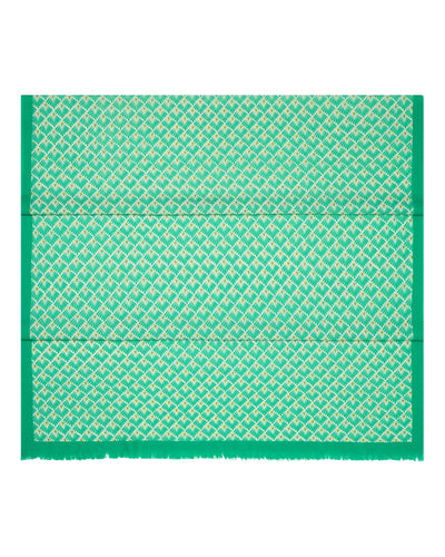 N.Peal Women's Tile Print Cashmere Pashmina Green