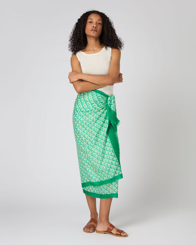 N.Peal Women's Tile Print Cashmere Pashmina Green