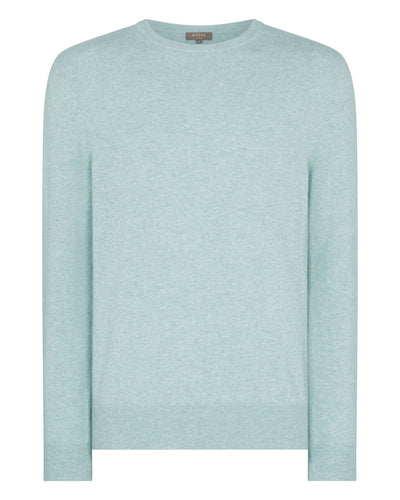 N.Peal Men's Oxford Round Neck Cashmere Jumper Oasis Green