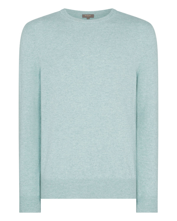 N.Peal Men's Oxford Round Neck Cashmere Jumper Oasis Green