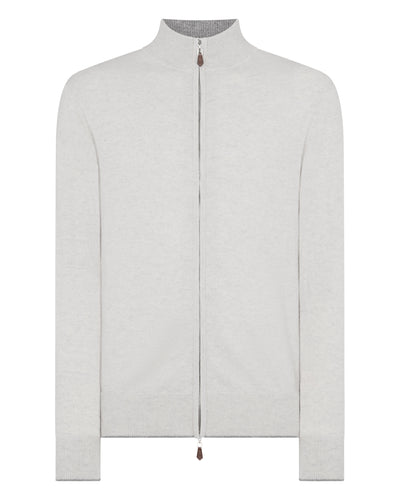 N.Peal Men's Knightsbridge Full Zip Cashmere Jumper Pebble Grey