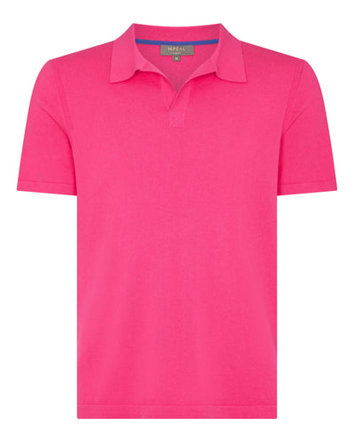 N.Peal Men's Polo Cotton Cashmere T-Shirt Crush Pink