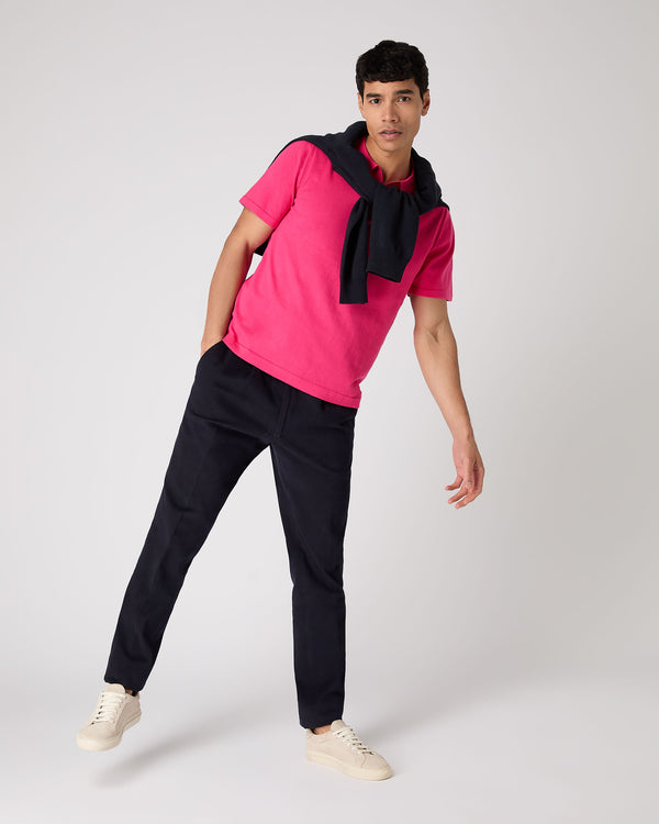 N.Peal Men's Polo Cotton Cashmere T-Shirt Crush Pink