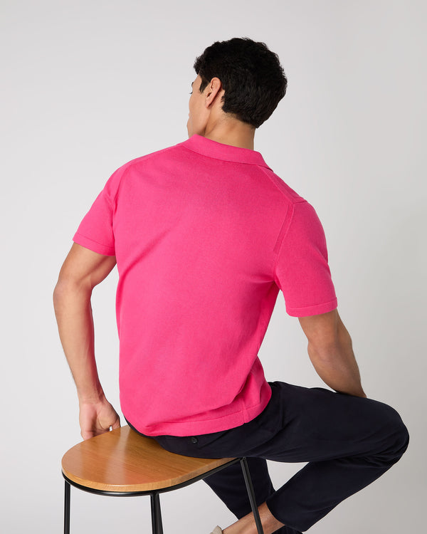 N.Peal Men's Polo Cotton Cashmere T-Shirt Crush Pink