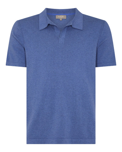 Men's Polo Cotton Cashmere T-Shirt Denim Blue