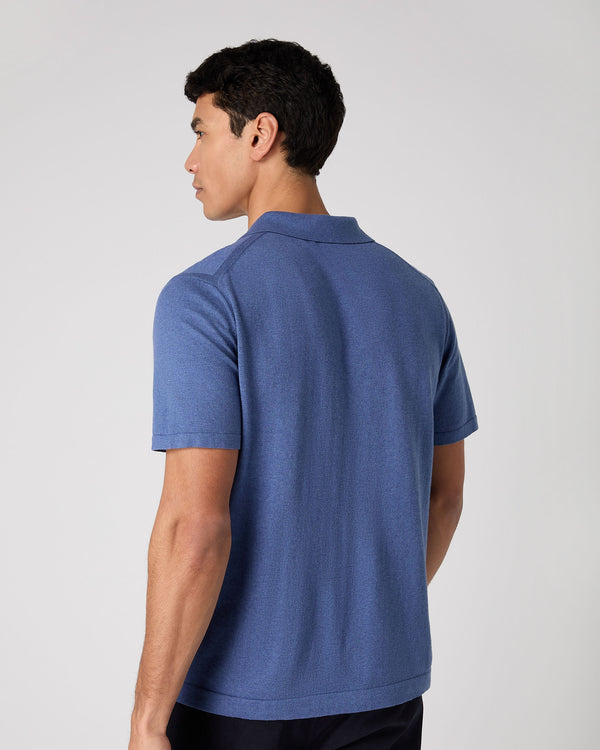 Men's Polo Cotton Cashmere T-Shirt Denim Blue