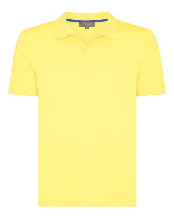 N.Peal Men's Polo Cotton Cashmere T-Shirt Sunshine Yellow