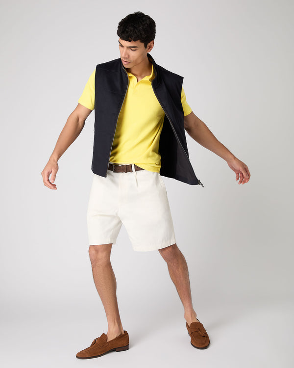 N.Peal Men's Polo Cotton Cashmere T-Shirt Sunshine Yellow