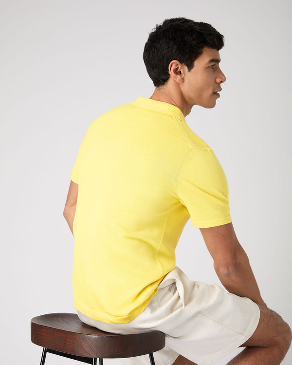 N.Peal Men's Polo Cotton Cashmere T-Shirt Sunshine Yellow