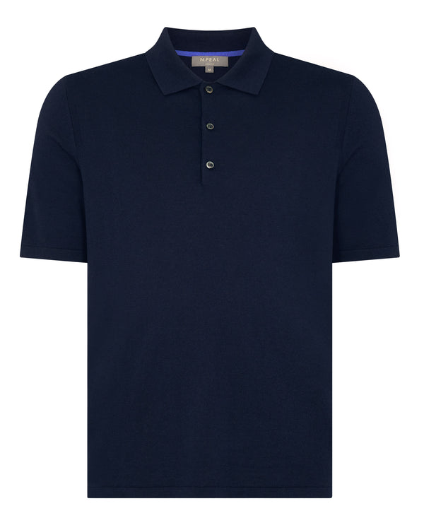 Men's Rock Polo Cotton Cashmere T-Shirt Navy Blue