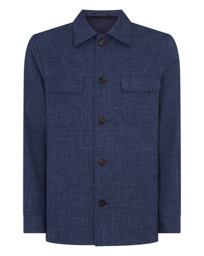 N.Peal Men's Scala Silk Blend Overshirt Blue