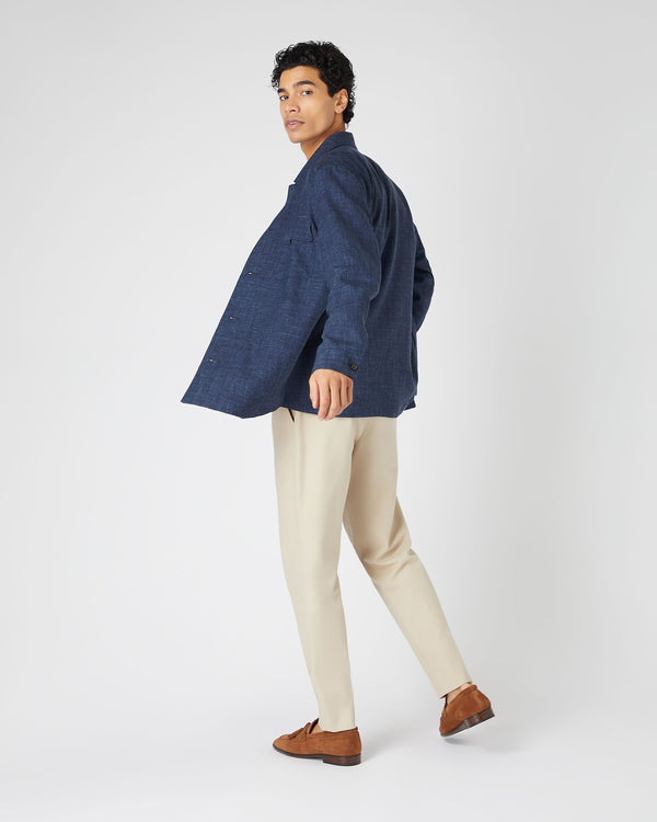 N.Peal Men's Scala Silk Blend Overshirt Blue