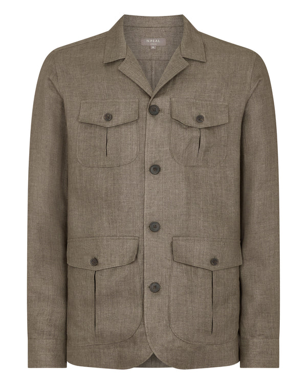Men's Linen Jacket Khaki Green