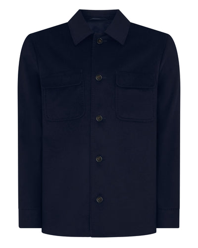 N.Peal Men's Scala Cashmere Overshirt Navy Blue