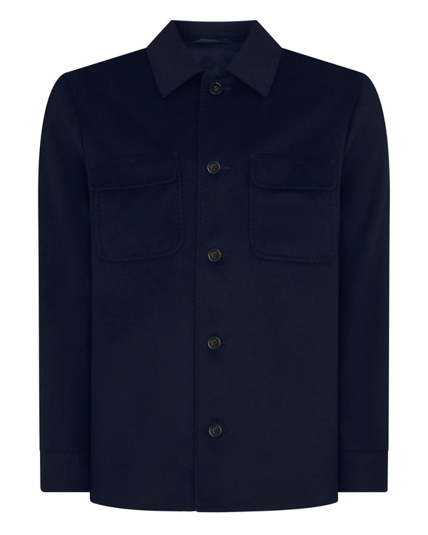 N.Peal Men's Scala Cashmere Overshirt Navy Blue