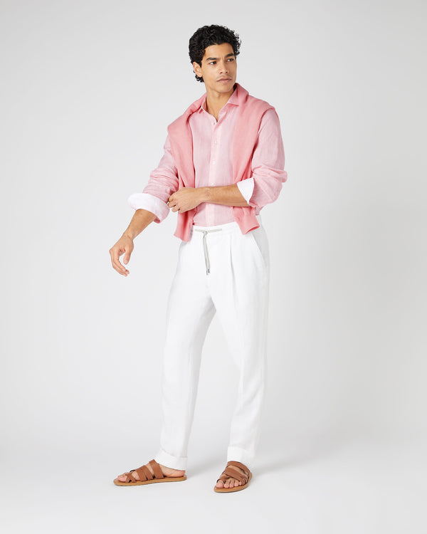 N.Peal Men's Megeve Linen Shirt Pink
