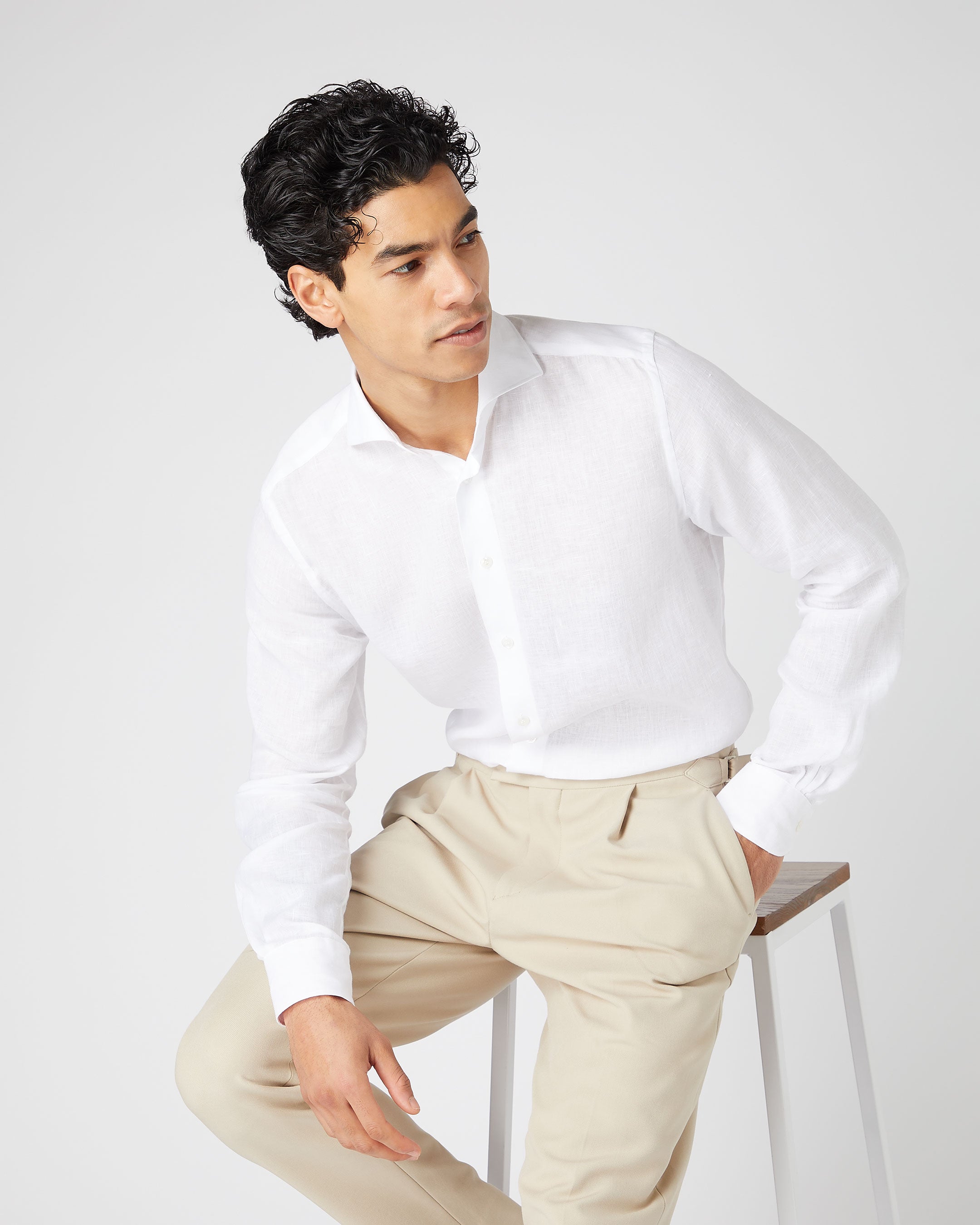 Men s Linen Shirt White N Peal men-s-linen-shirt-white-n-peal