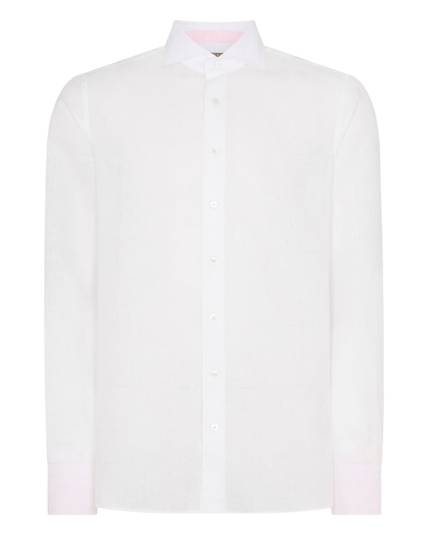 N.Peal Men's Megeve Linen Shirt White