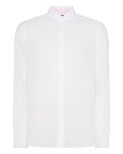 N.Peal Men's Cannes Linen Shirt White