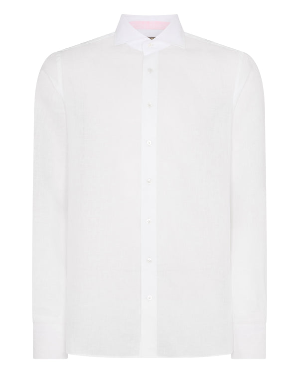 N.Peal Men's Cannes Linen Shirt White
