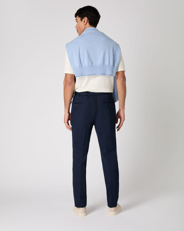 Men's Sorrento Cotton Cashmere Drawstring Trouser Navy Blue