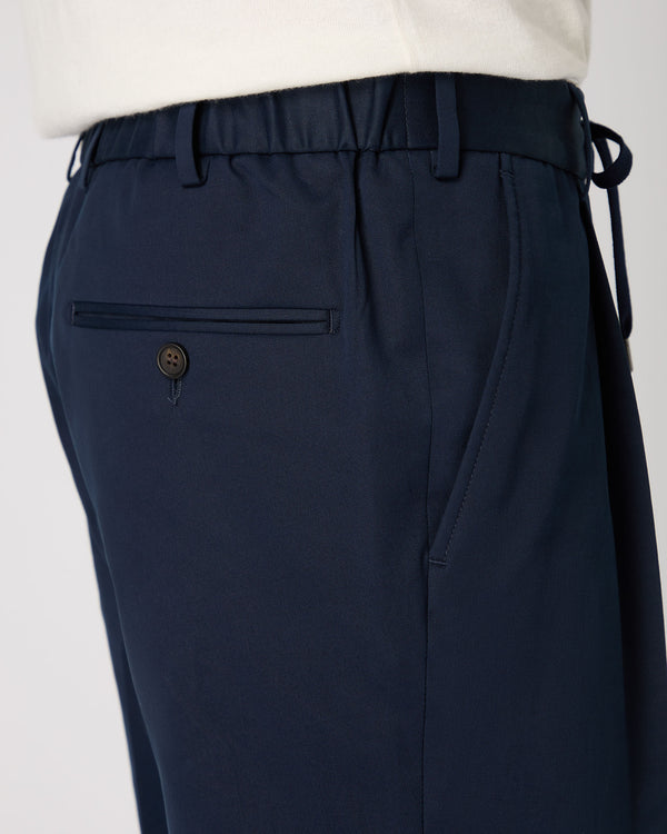 Men's Sorrento Cotton Cashmere Drawstring Trouser Navy Blue