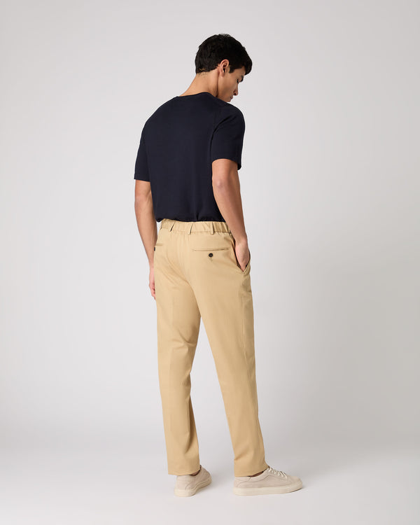 Men's Sorrento Cotton Cashmere Drawstring Trouser Sand Brown