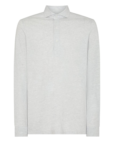 Men's Antibes Cotton Cashmere Polo Shirt Light Grey