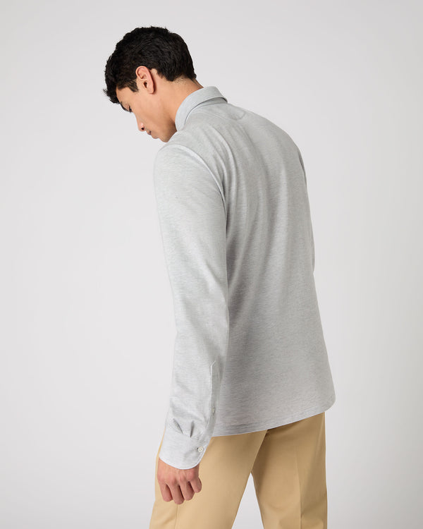 Men's Antibes Cotton Cashmere Polo Shirt Light Grey